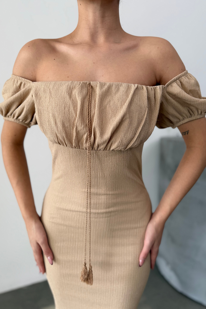 Kadın Elbise Mini Yazlık Kısa Kollu Yaka Detaylı Esnek Bodycon Elbise