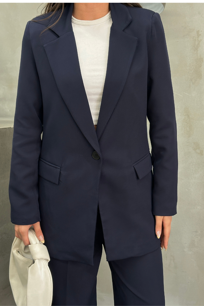 Kadın Blazer Ceket Rahat Kalıp Astarlı Tek Düğmeli Ceket