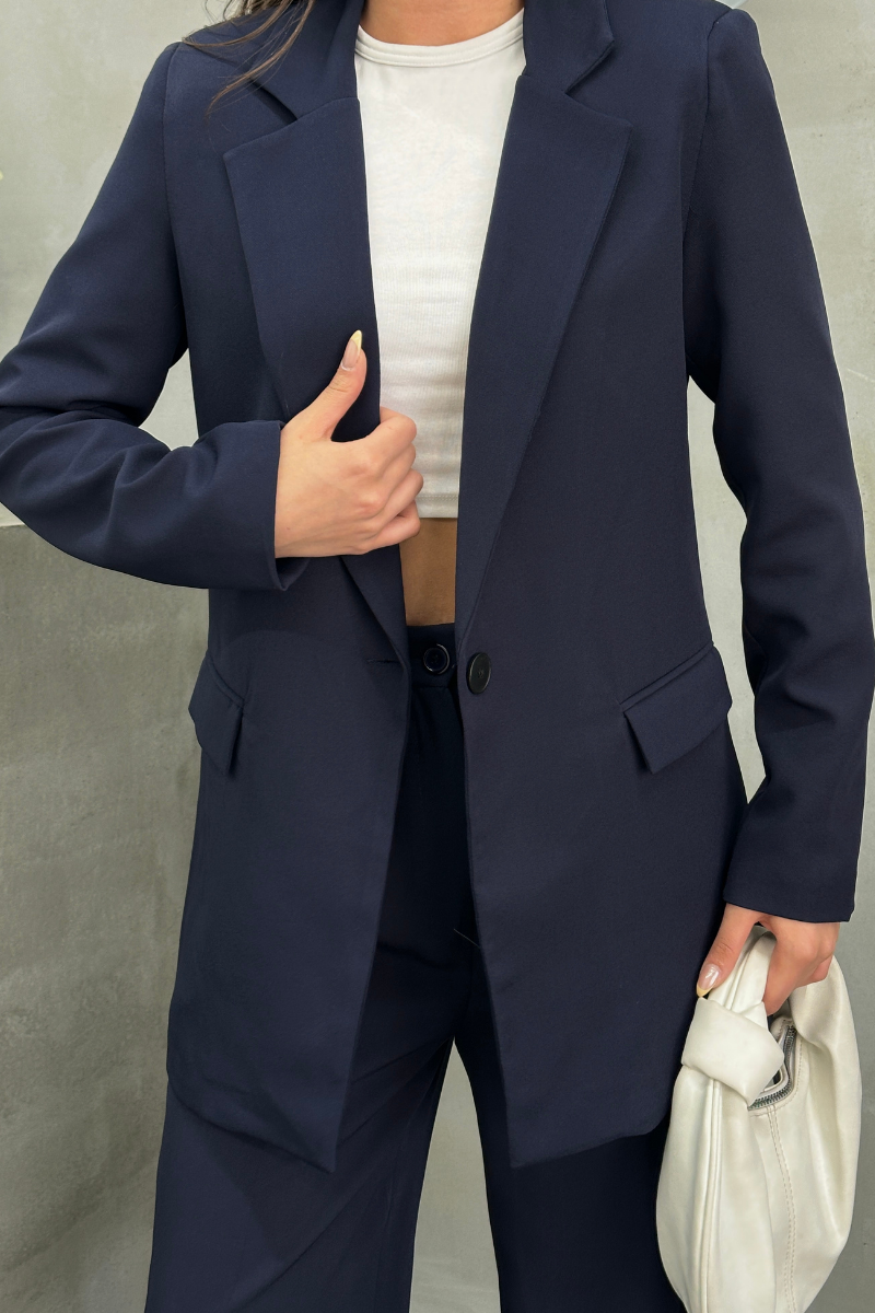 Kadın Blazer Ceket Rahat Kalıp Astarlı Tek Düğmeli Ceket