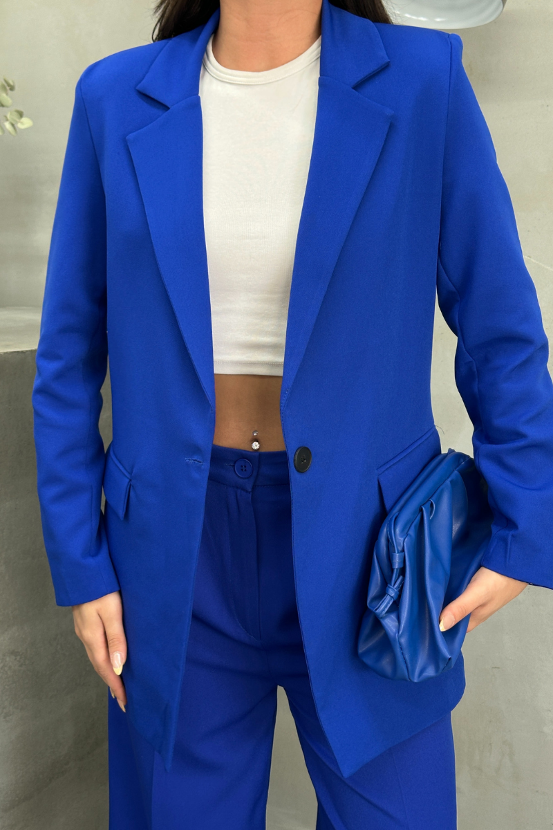 Kadın Blazer Ceket Rahat Kalıp Astarlı Tek Düğmeli Ceket