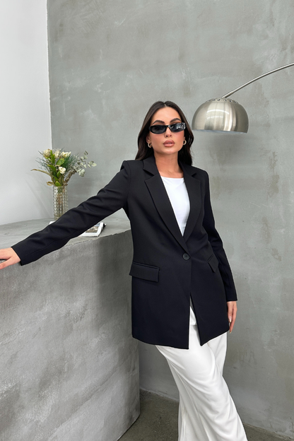 Kadın Blazer Ceket Rahat Kalıp Astarlı Tek Düğmeli Ceket