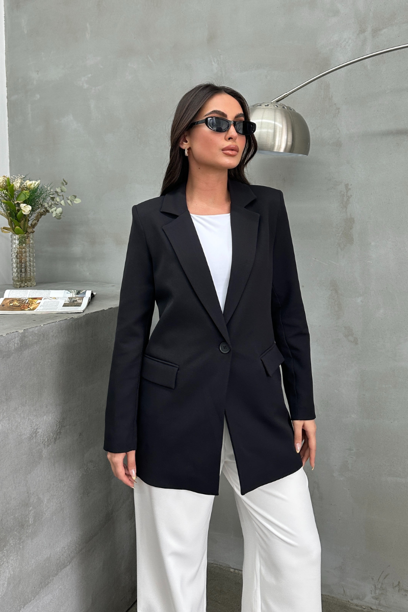 Kadın Blazer Ceket Rahat Kalıp Astarlı Tek Düğmeli Ceket