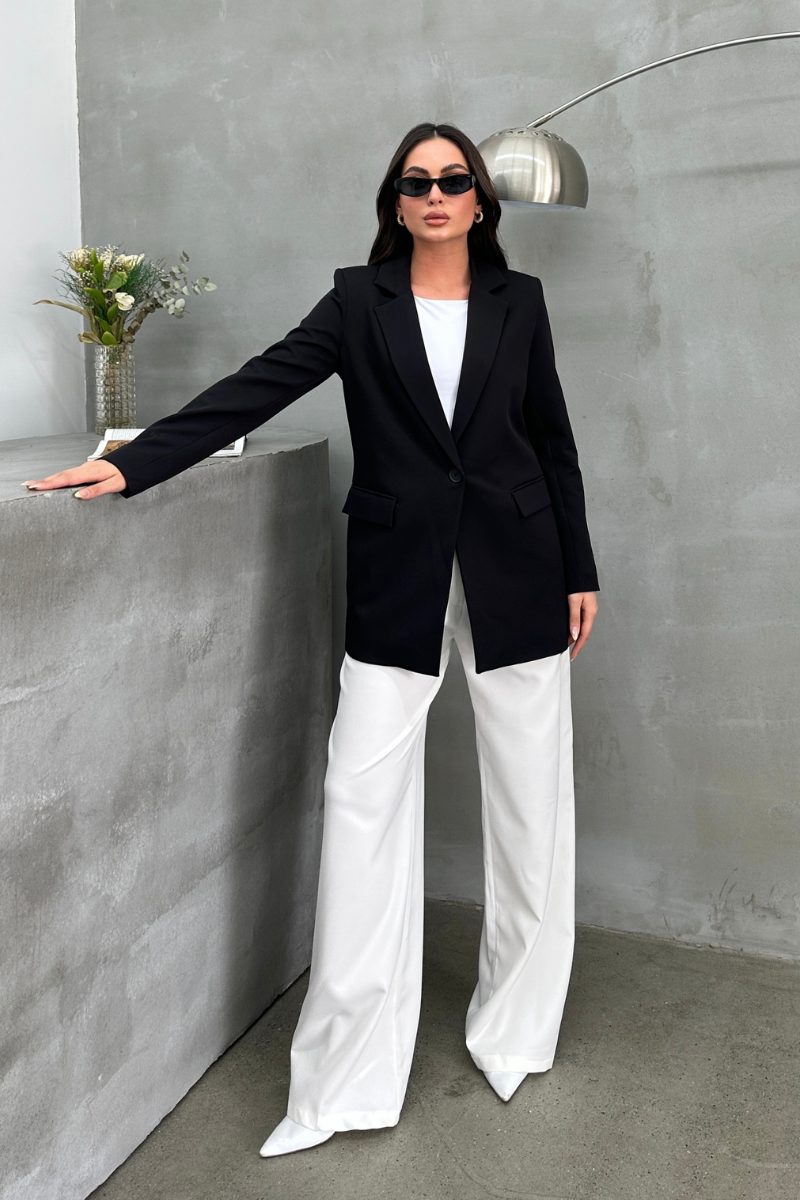 Kadın Blazer Ceket Rahat Kalıp Astarlı Tek Düğmeli Ceket