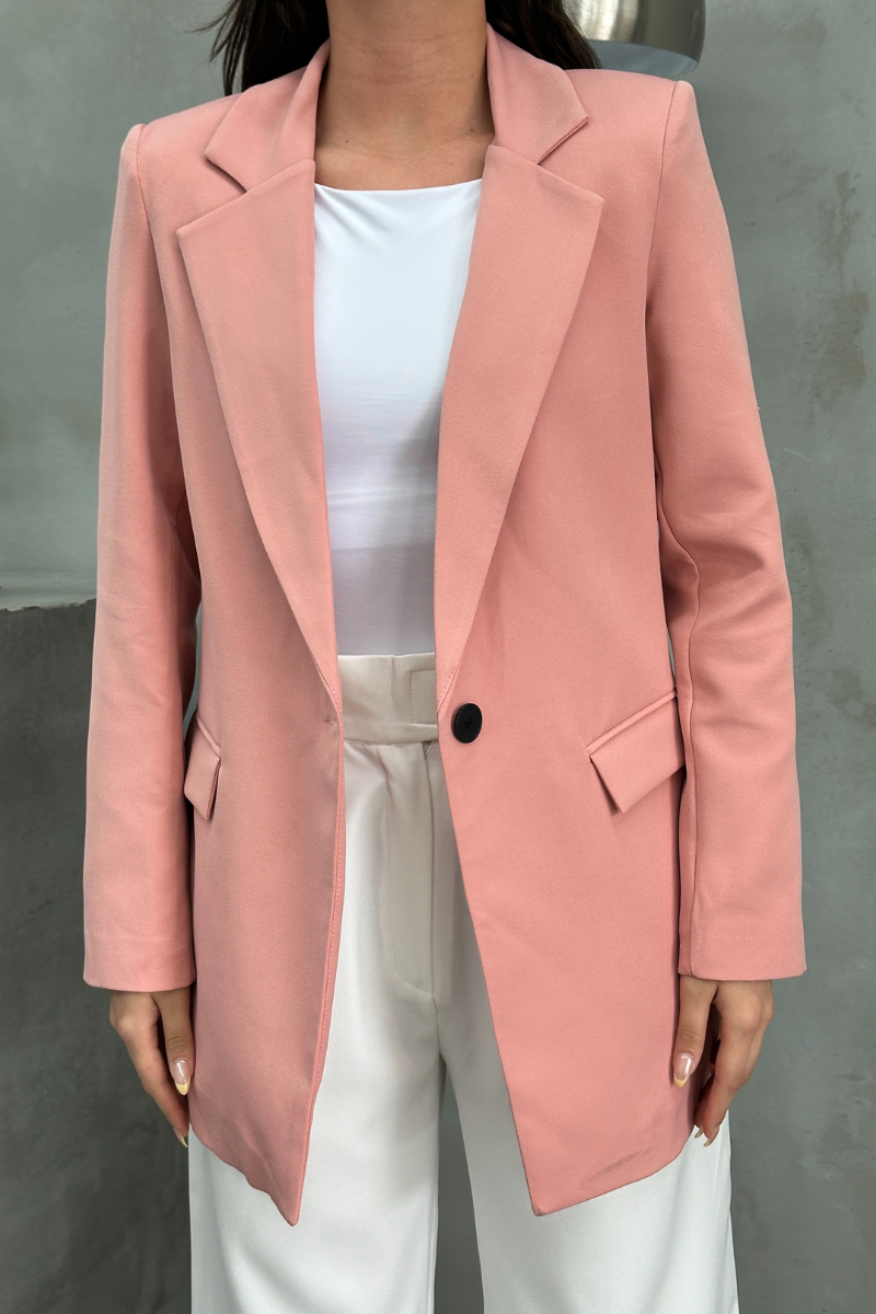 Kadın Blazer Ceket Rahat Kalıp Astarlı Tek Düğmeli Ceket