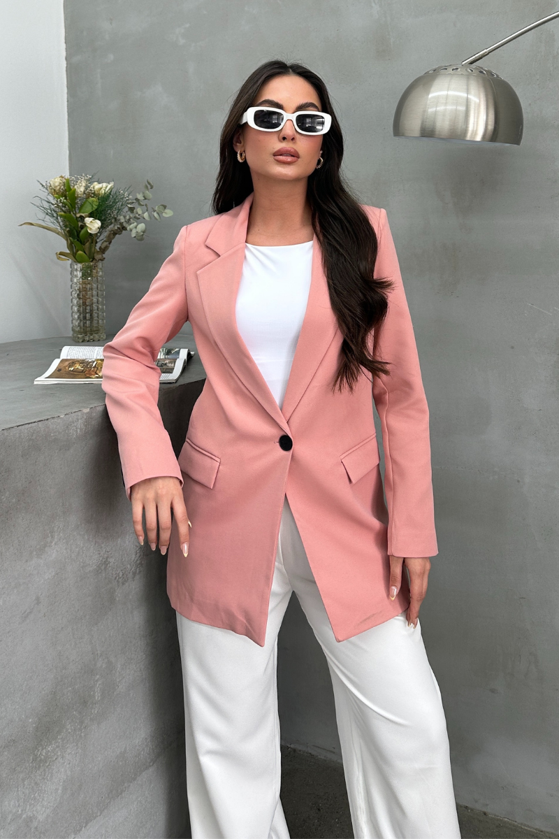 Kadın Blazer Ceket Rahat Kalıp Astarlı Tek Düğmeli Ceket