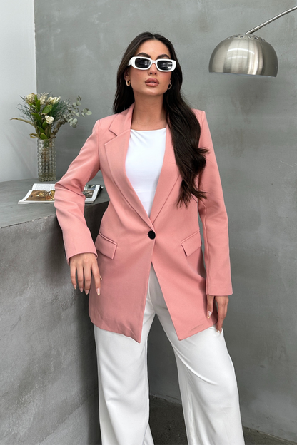 Kadın Blazer Ceket Rahat Kalıp Astarlı Tek Düğmeli Ceket
