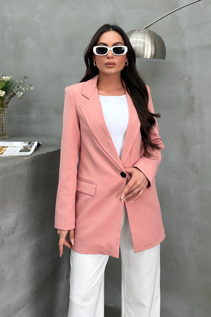 Kadın Blazer Ceket Rahat Kalıp Astarlı Tek Düğmeli Ceket