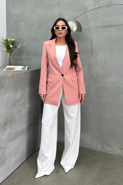 Kadın Blazer Ceket Rahat Kalıp Astarlı Tek Düğmeli Ceket