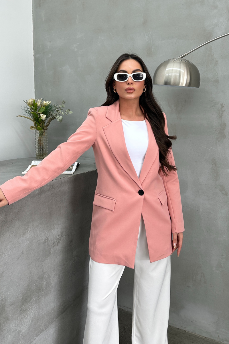 Kadın Blazer Ceket Rahat Kalıp Astarlı Tek Düğmeli Ceket