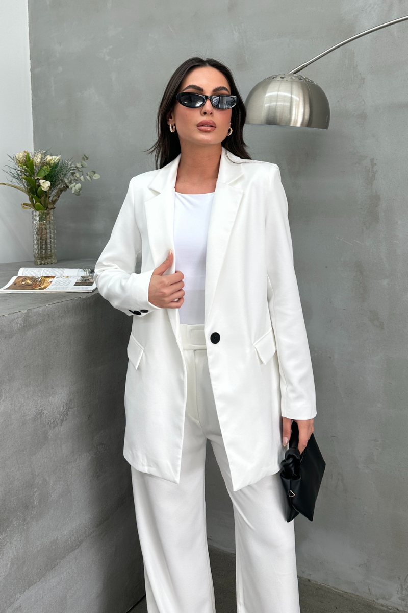 Kadın Blazer Ceket Rahat Kalıp Astarlı Tek Düğmeli Ceket