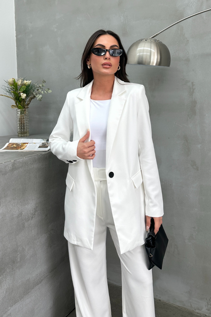 Kadın Blazer Ceket Rahat Kalıp Astarlı Tek Düğmeli Ceket