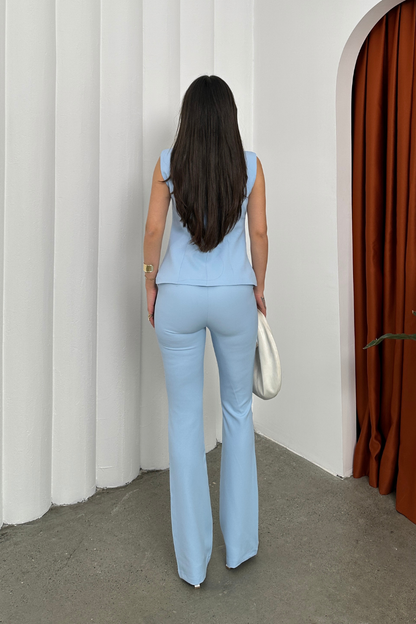 Kadın Alt Üst Takım Şık Düğme Detaylı Yelek Pantolon İkili Takım