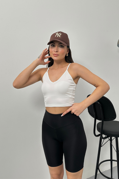 Kadın Crop Top Askılı V Yaka Büstiyer