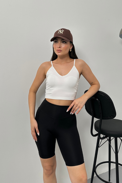 Kadın Crop Top Askılı V Yaka Büstiyer