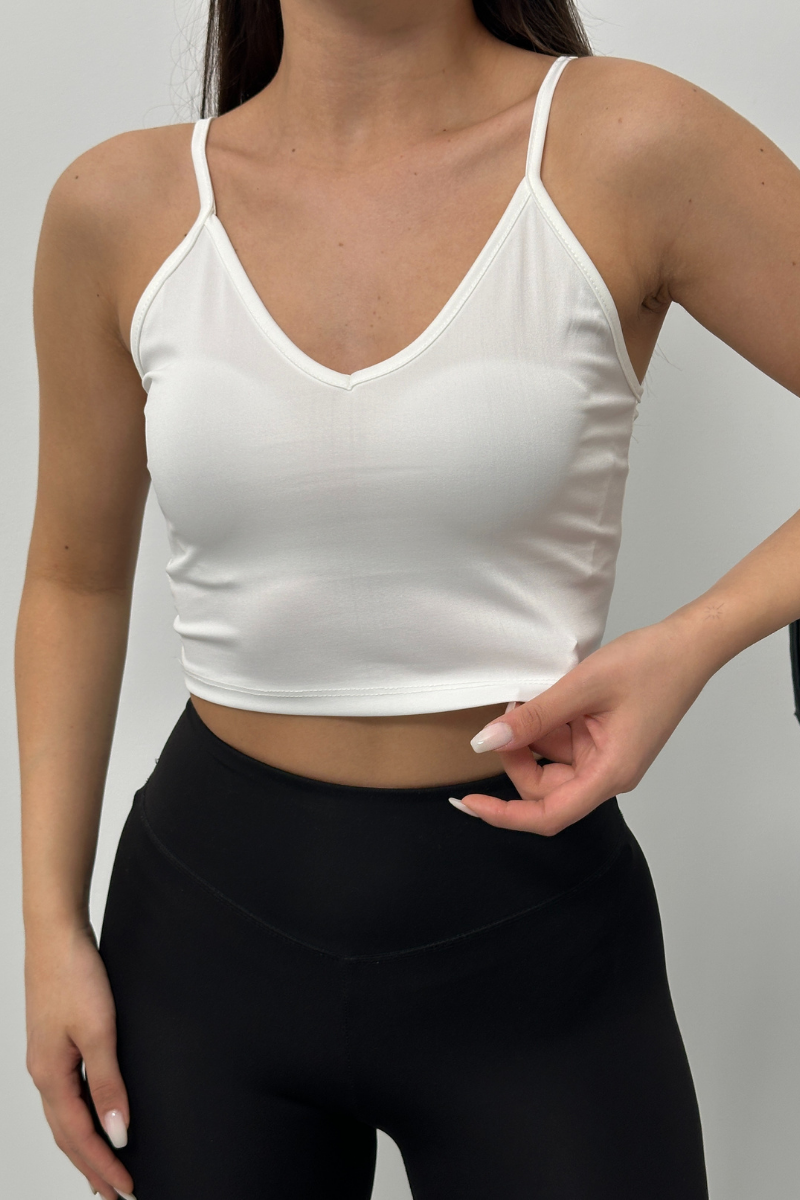 Kadın Crop Top Askılı V Yaka Büstiyer