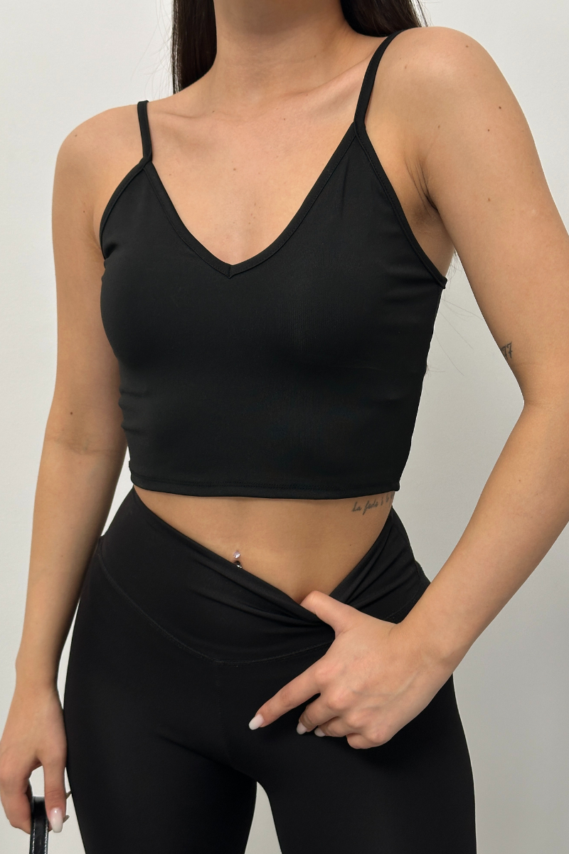 Kadın Crop Top Askılı V Yaka Büstiyer