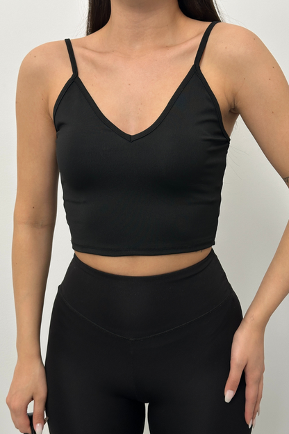Kadın Crop Top Askılı V Yaka Büstiyer