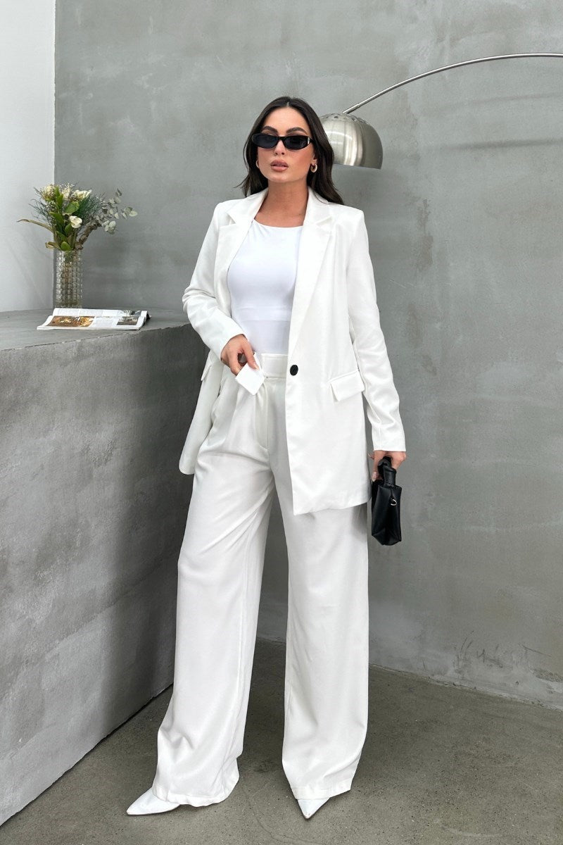 Kadın Palazzo Pantolon Beli Cırtlı Çift Cepli Bol Paça Pantolon