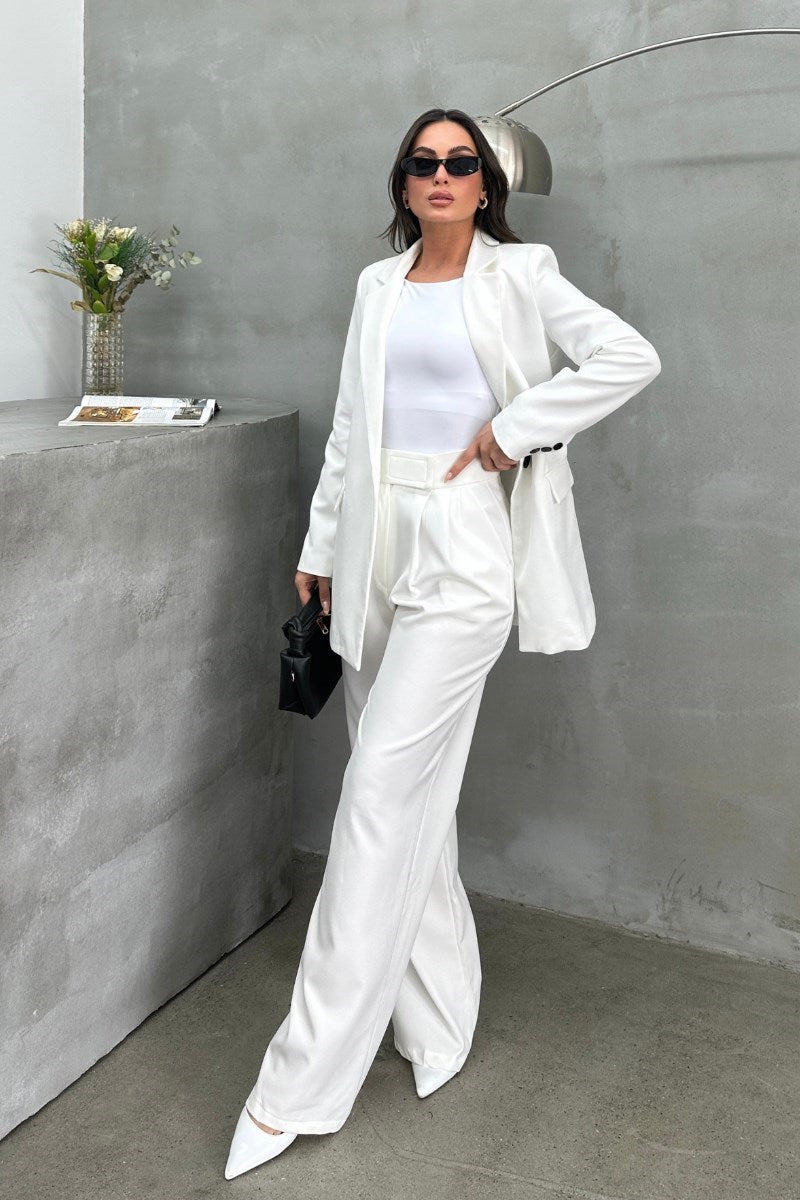 Kadın Palazzo Pantolon Beli Cırtlı Çift Cepli Bol Paça Pantolon