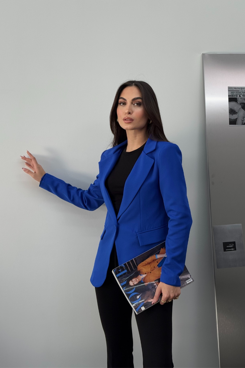 Kadın Blazer Ceket Kısa Düğmeli Astarlı Vatkalı Ceket