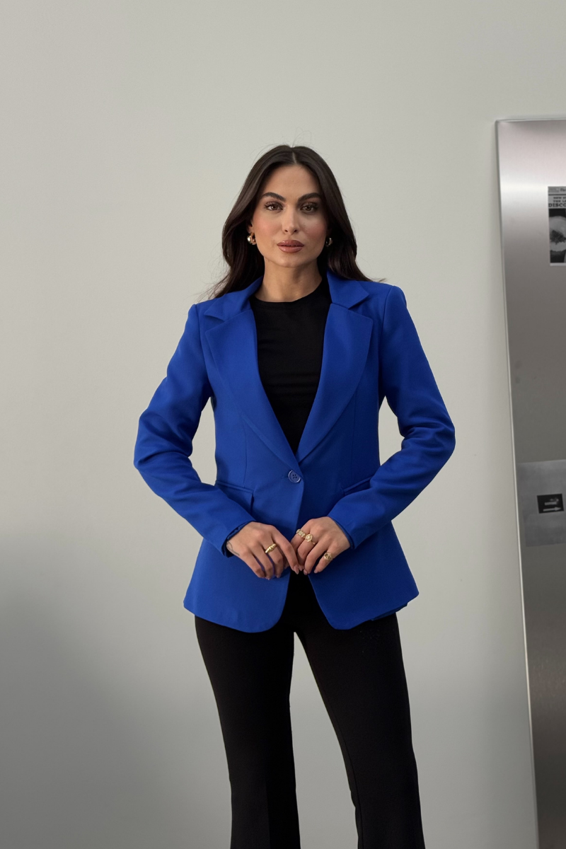 Kadın Blazer Ceket Kısa Düğmeli Astarlı Vatkalı Ceket