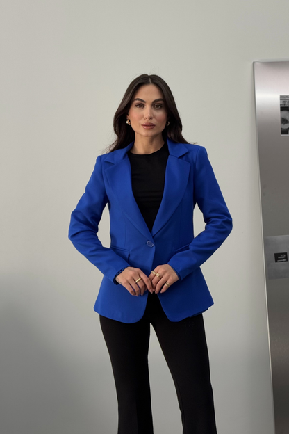 Kadın Blazer Ceket Kısa Düğmeli Astarlı Vatkalı Ceket