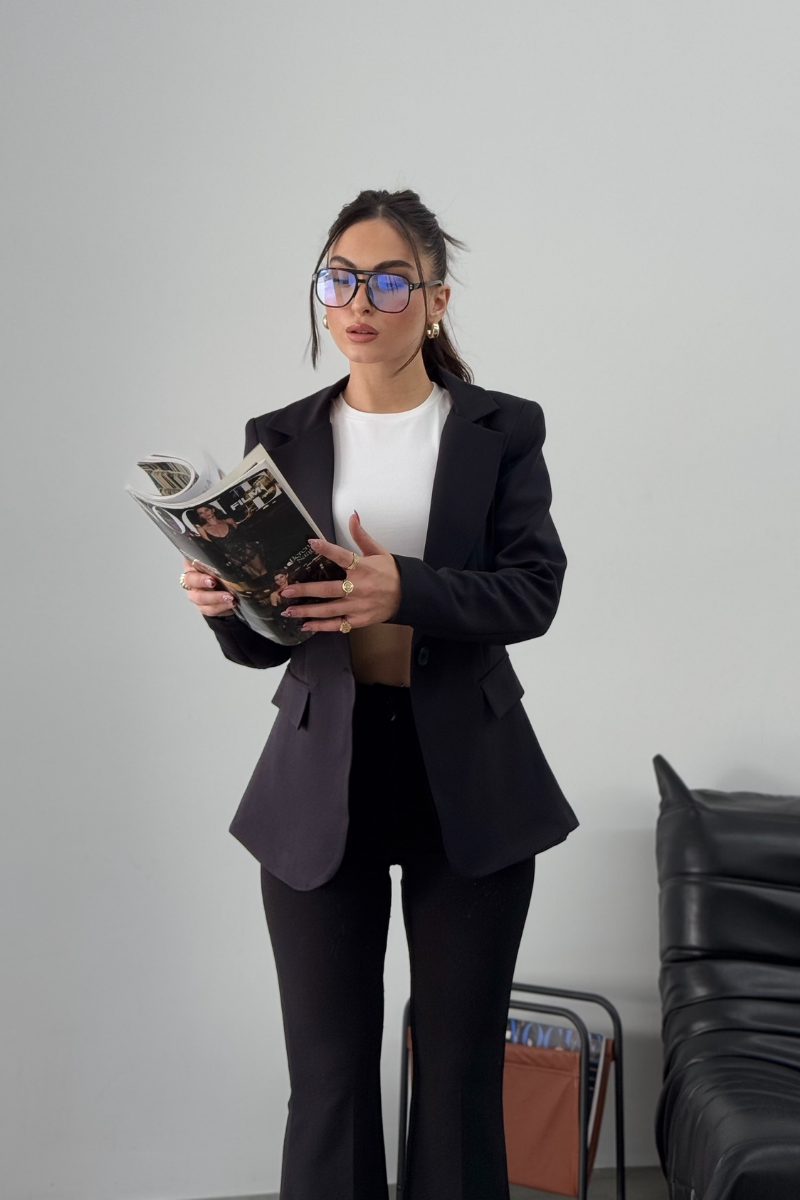 Kadın Blazer Ceket Kısa Düğmeli Astarlı Vatkalı Ceket