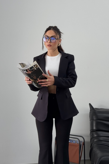 Kadın Blazer Ceket Kısa Düğmeli Astarlı Vatkalı Ceket