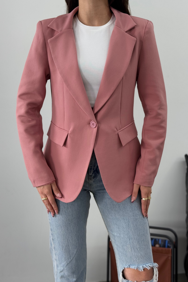 Kadın Blazer Ceket Kısa Düğmeli Astarlı Vatkalı Ceket