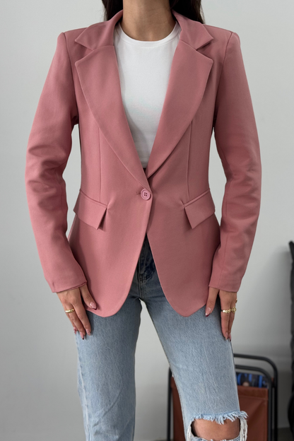 Kadın Blazer Ceket Kısa Düğmeli Astarlı Vatkalı Ceket