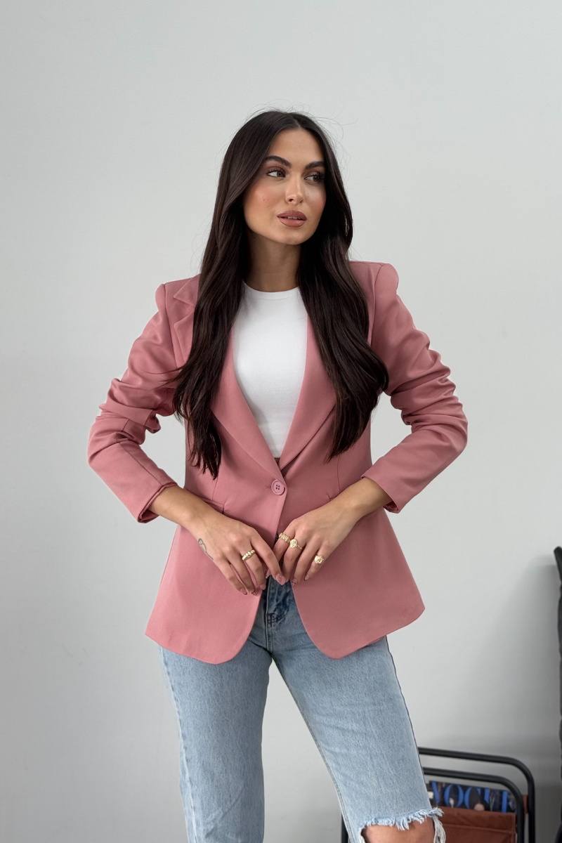 Kadın Blazer Ceket Kısa Düğmeli Astarlı Vatkalı Ceket