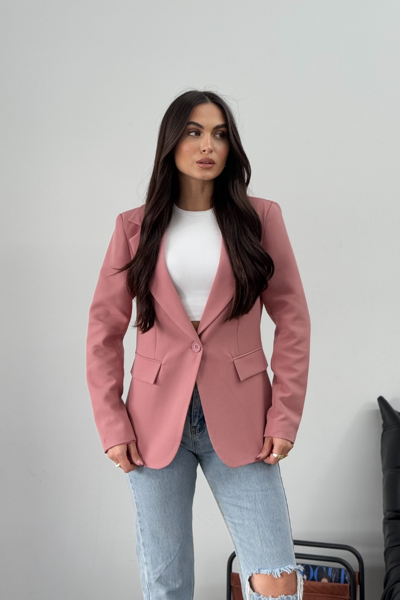 Kadın Blazer Ceket Kısa Düğmeli Astarlı Vatkalı Ceket