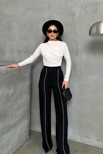 Kadın Bluz Drapeli Uzun Kollu Sandy Kumaş