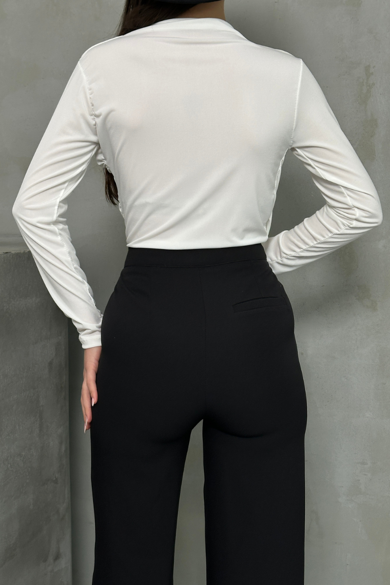 Kadın Bluz Drapeli Uzun Kollu Sandy Kumaş