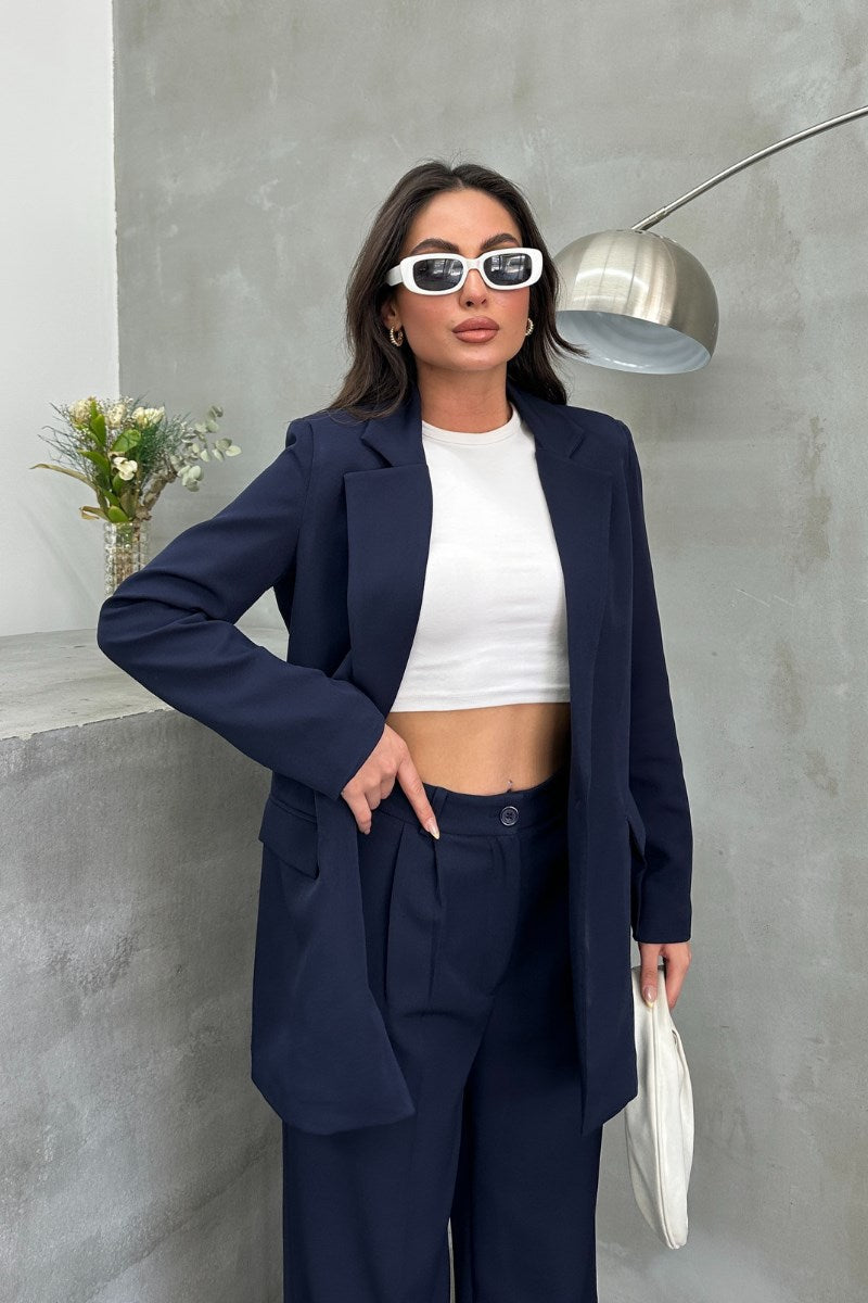 Kadın Palazzo Pantolon Düğmeli Çift Cepli Bol Paça Pantolon