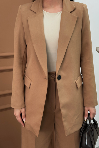 Kadın Blazer Ceket Rahat Kalıp Astarlı Tek Düğmeli Ceket