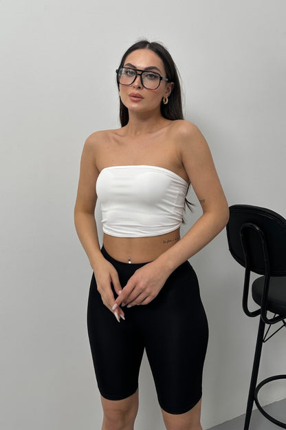 Kadın Crop Top Straplez Basic Sırtı Kopçalı Büstiyer