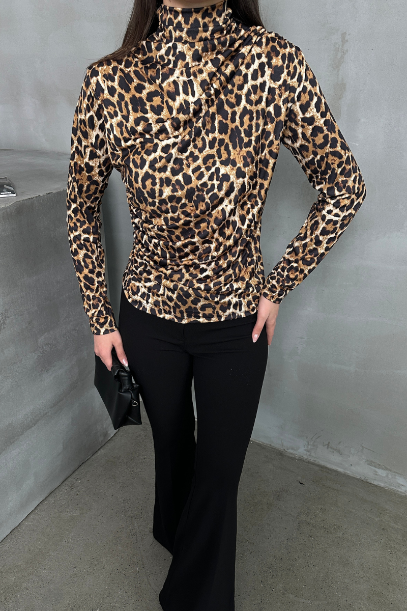 Kadın Bluz Drapeli Uzun Kollu Sandy Kumaş