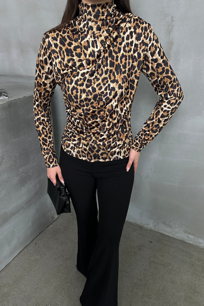 Kadın Bluz Drapeli Uzun Kollu Sandy Kumaş