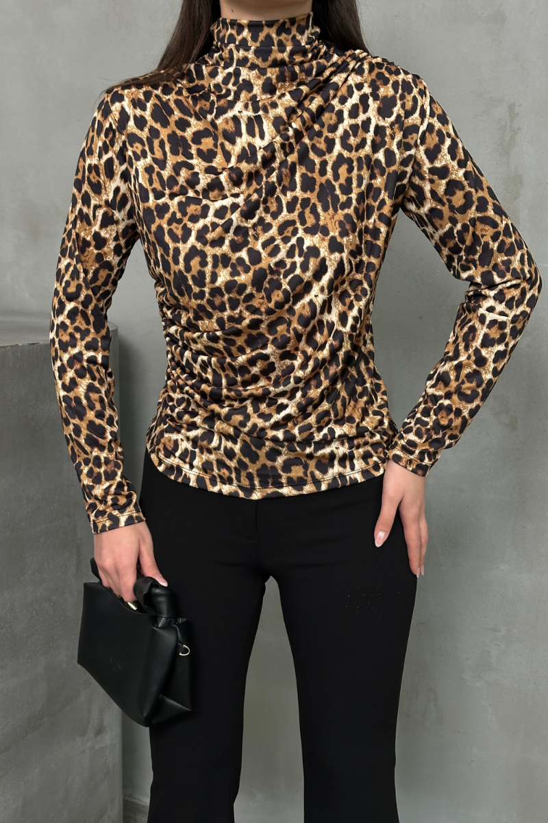 Kadın Bluz Drapeli Uzun Kollu Sandy Kumaş