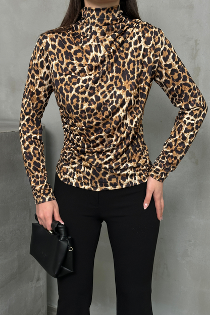 Kadın Bluz Drapeli Uzun Kollu Sandy Kumaş