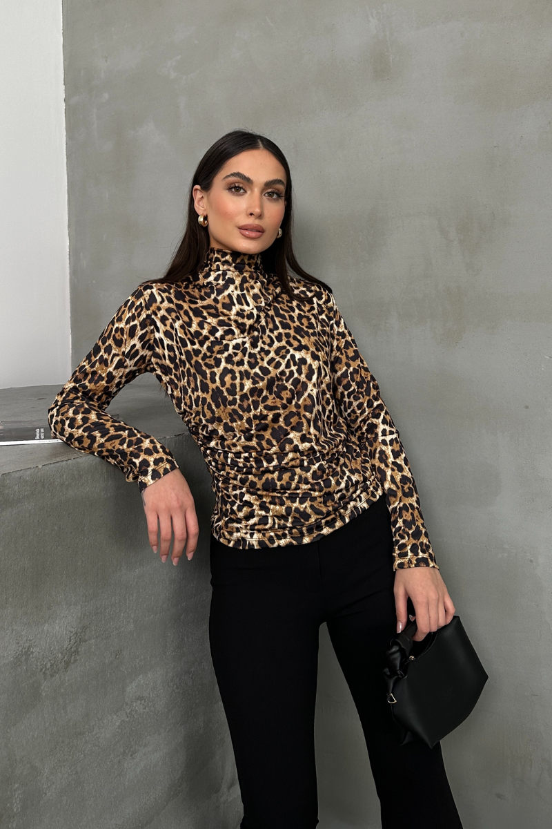 Kadın Bluz Drapeli Uzun Kollu Sandy Kumaş