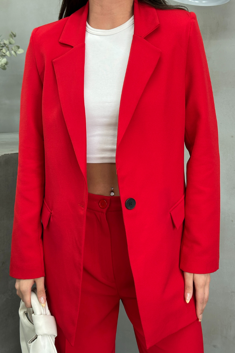 Kadın Blazer Ceket Rahat Kalıp Astarlı Tek Düğmeli Ceket