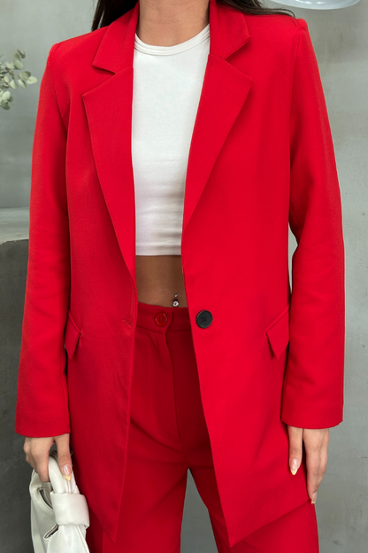 Kadın Blazer Ceket Rahat Kalıp Astarlı Tek Düğmeli Ceket