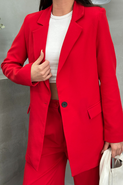 Kadın Blazer Ceket Rahat Kalıp Astarlı Tek Düğmeli Ceket
