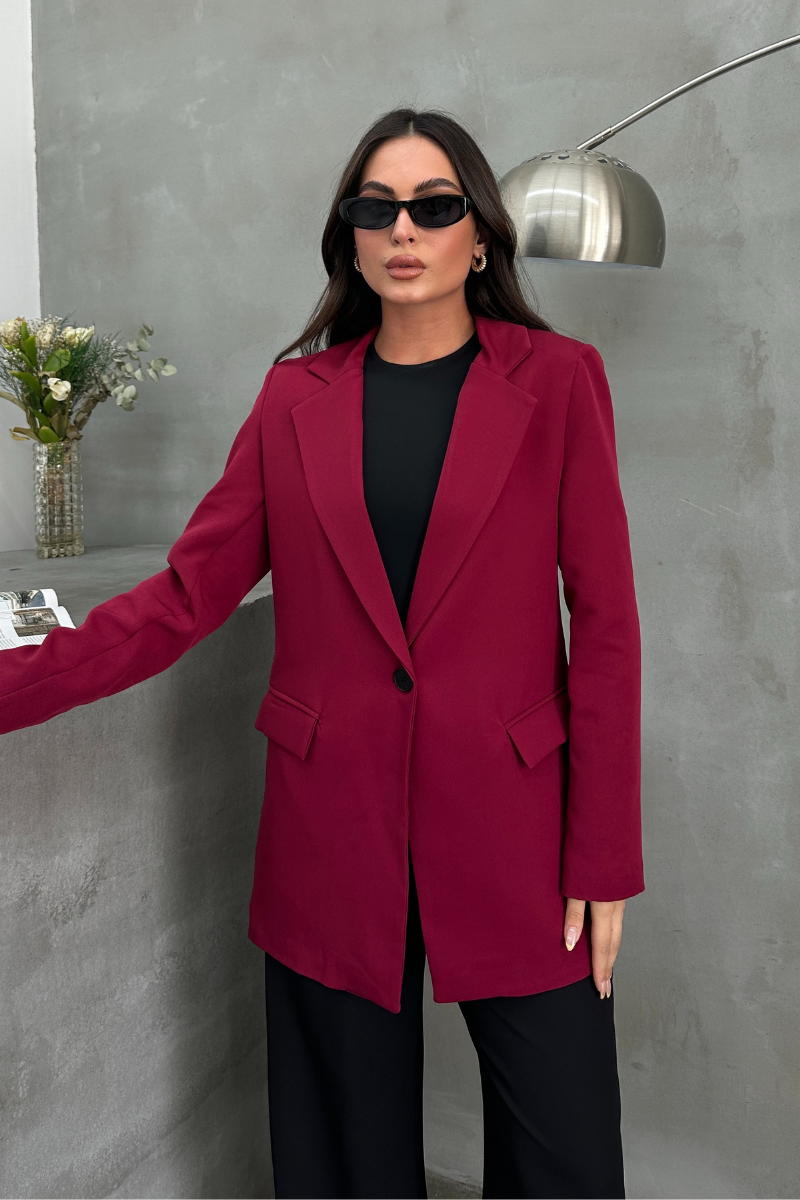 Kadın Blazer Ceket Rahat Kalıp Astarlı Tek Düğmeli Ceket