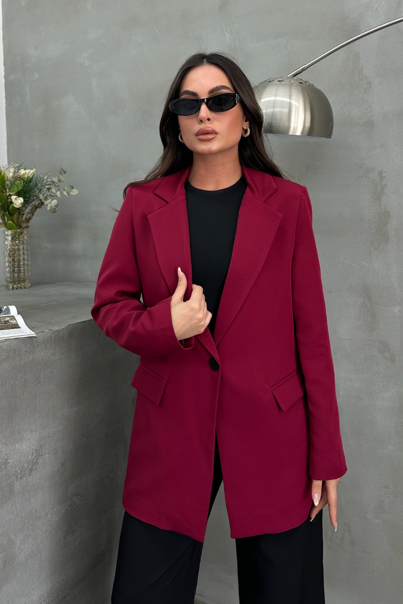 Kadın Blazer Ceket Rahat Kalıp Astarlı Tek Düğmeli Ceket