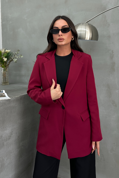 Kadın Blazer Ceket Rahat Kalıp Astarlı Tek Düğmeli Ceket