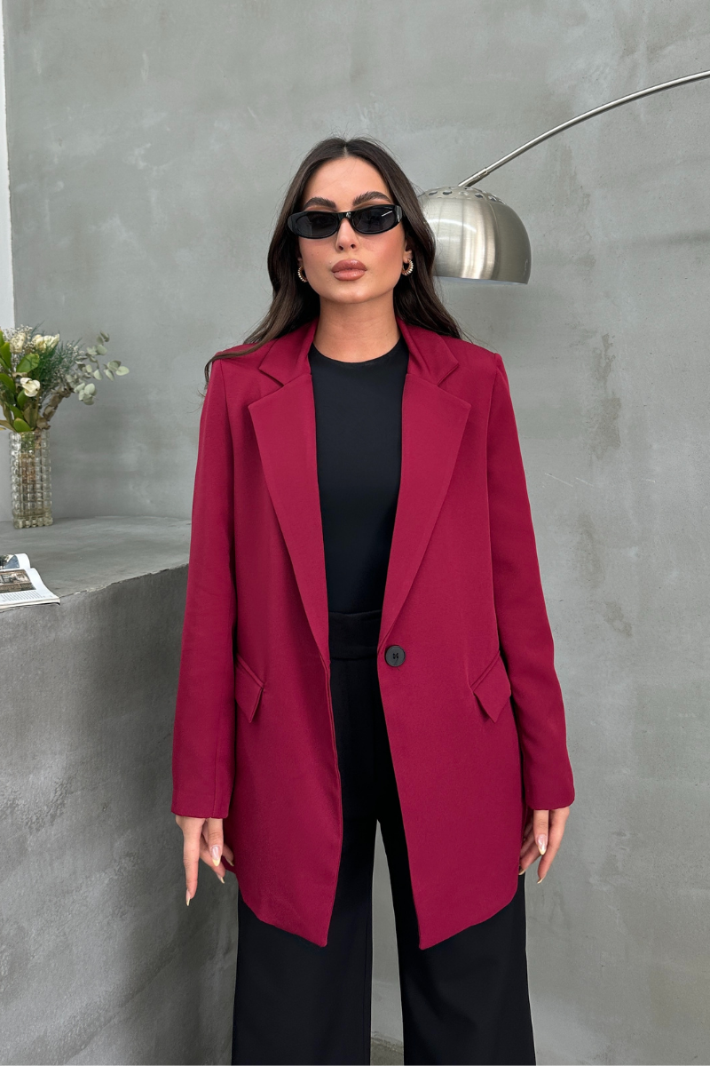 Kadın Blazer Ceket Rahat Kalıp Astarlı Tek Düğmeli Ceket