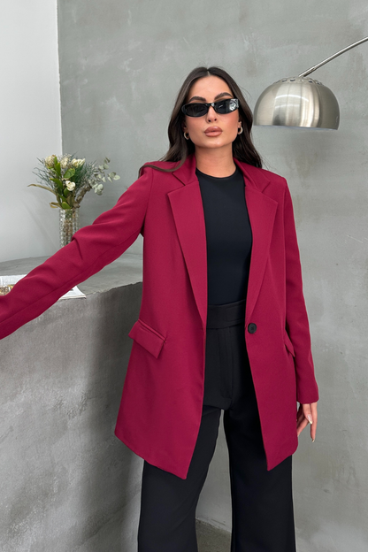 Kadın Blazer Ceket Rahat Kalıp Astarlı Tek Düğmeli Ceket